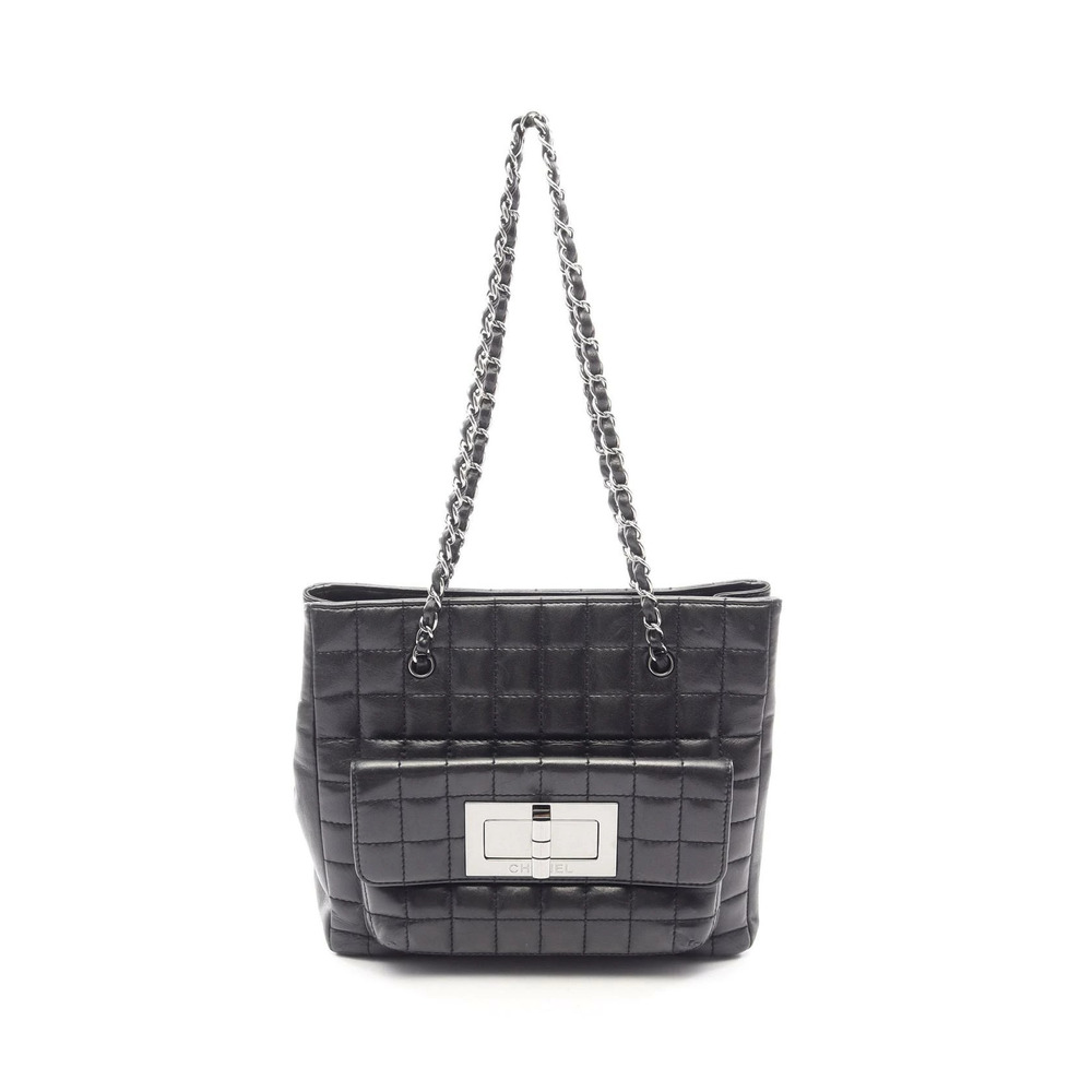 Chanel Chocolate Bar Tote Bag Lambskin Sheepskin Black